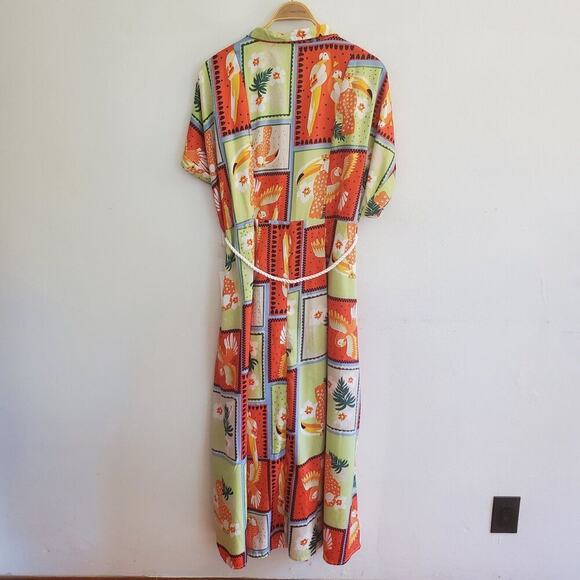 Live 4 Truth Parrot Print Maxi Dress Full Button Front NEW Tropical Vacation‎ - Picture 2 of 9